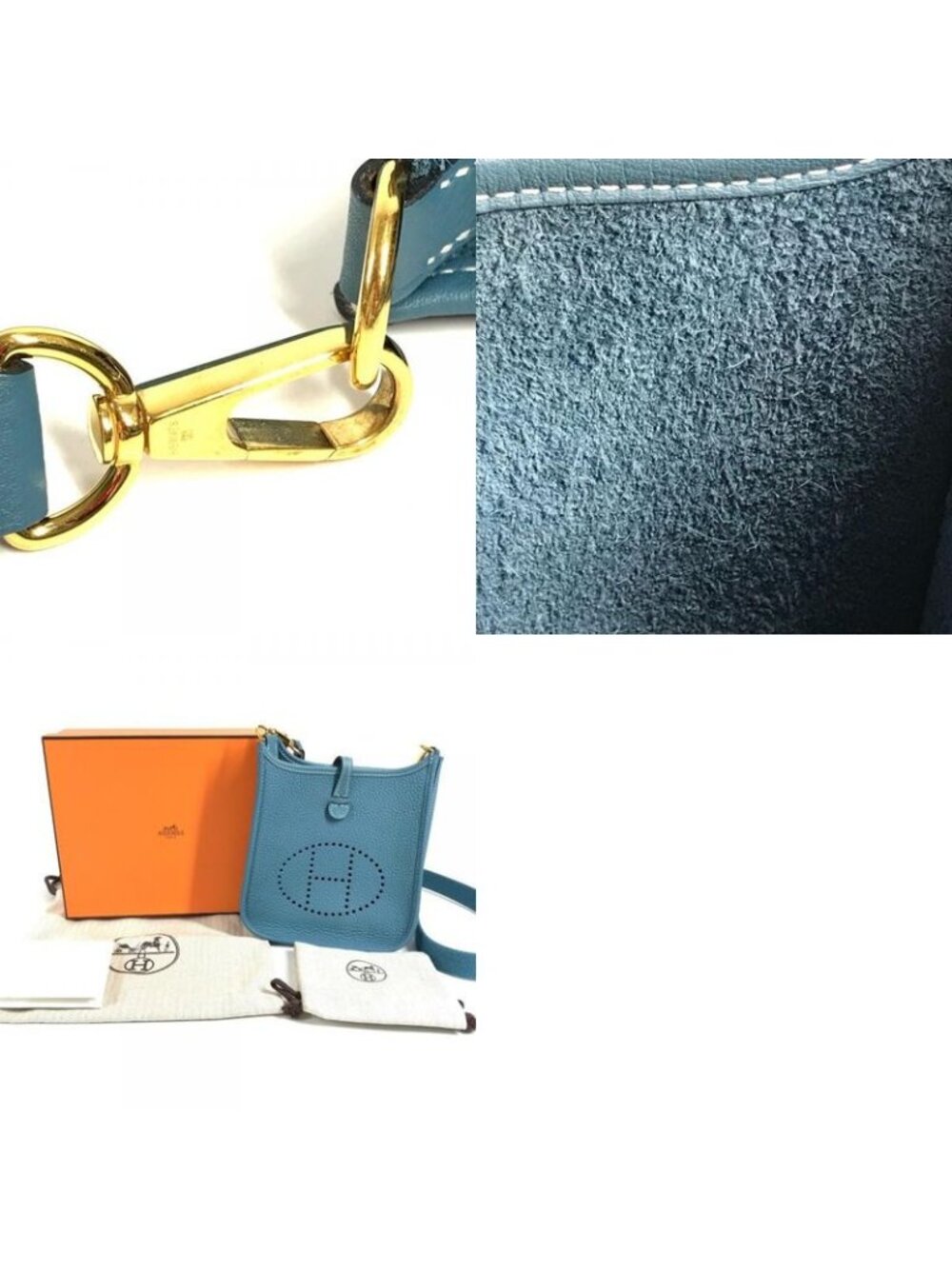 Hermes Shoulder Bag Evelyne TPM 16 Taurillon Clemence New Blue - Picture 9 of 9